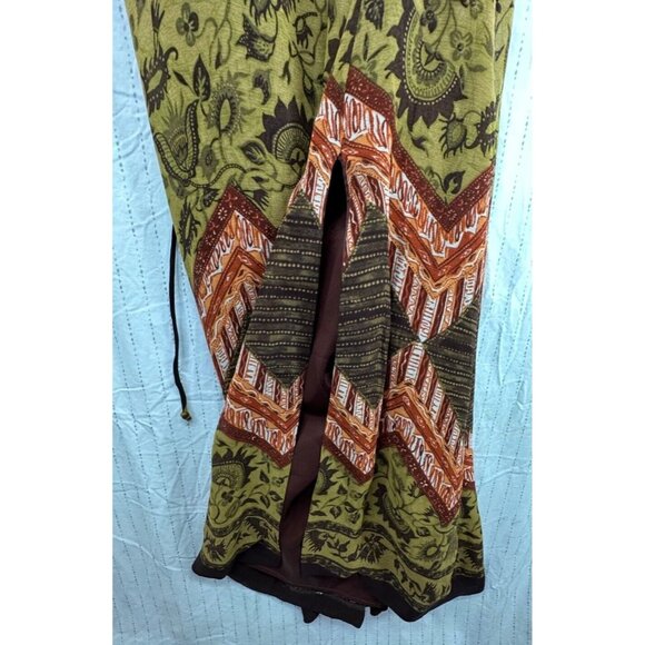 Vintage RJ Collection Dress Sz 12 Olive Green Brown Maxi Floral Boho FairyGrunge - Picture 6 of 9